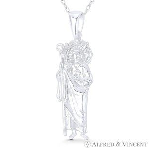 Sacred Heart of Jesus Holy Shepherd Charm Pendant in .925 Sterling Silver